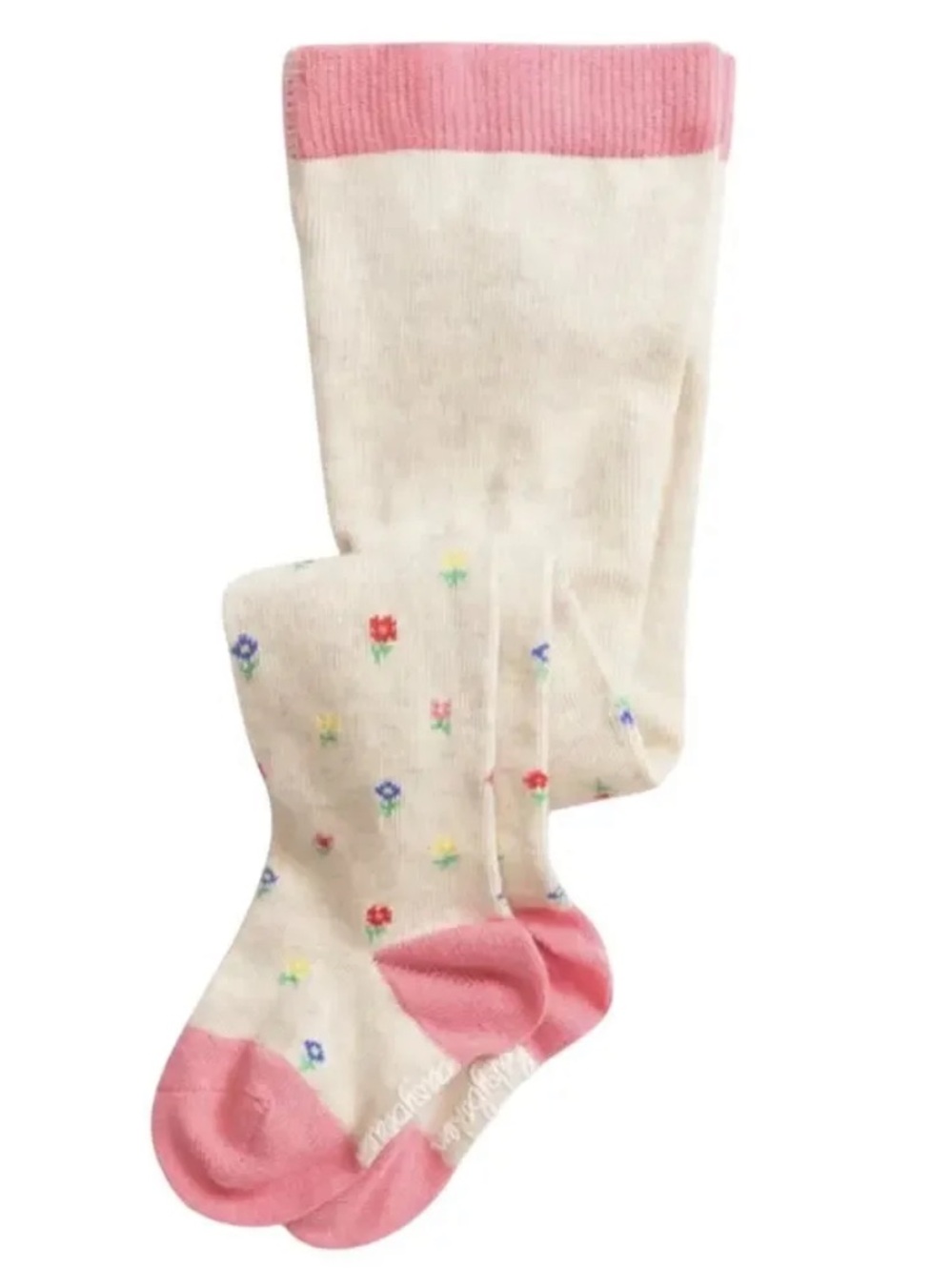 NWOT Baby Boden Everyday Floral Tights, Ivory Pink 3-6 Months Flower Cotton Soft